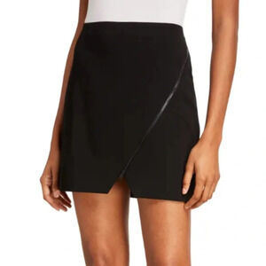 Alice + Olivia Barbra Asymmetrical Zip Mini Skirt Black Size 4
